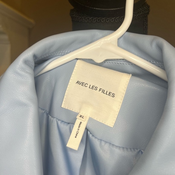 Motto Jacket Vegan Leather Powder Blue Size XL - Picture 4 of 10